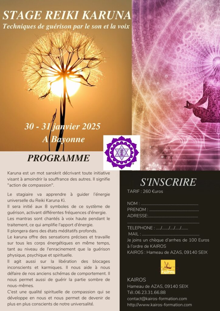 Stage REiki Karuna Niveau 1 et 2